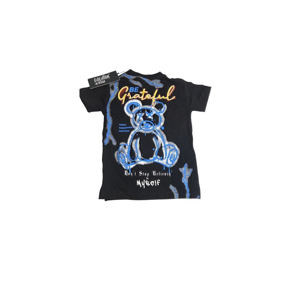 Evolution In Design Kids Black Streetwear Teddy Bear Graphic T-Shirt Size 2T NWT